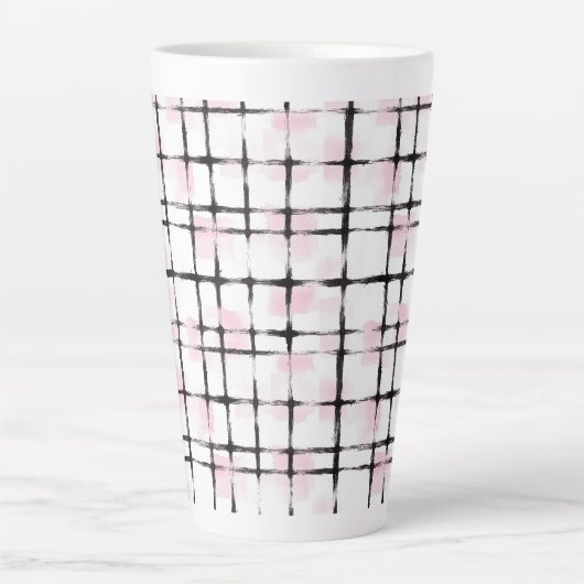 Tasse Latte Rayures noires roses (Devant)