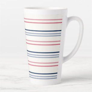 Tasse Latte Rayures roses bleues et blanches