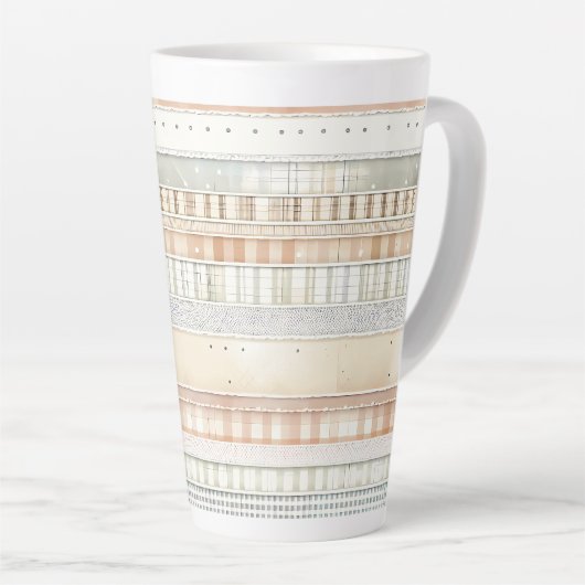 Tasse Latte Rayures ton neutre (Angle droit)