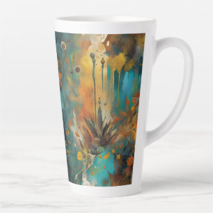 Tasse Latte Récolte d'automne Turquoise rouille or Abstrait