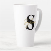 Tasse Latte Récolte de monogramme floral (Angle droit)