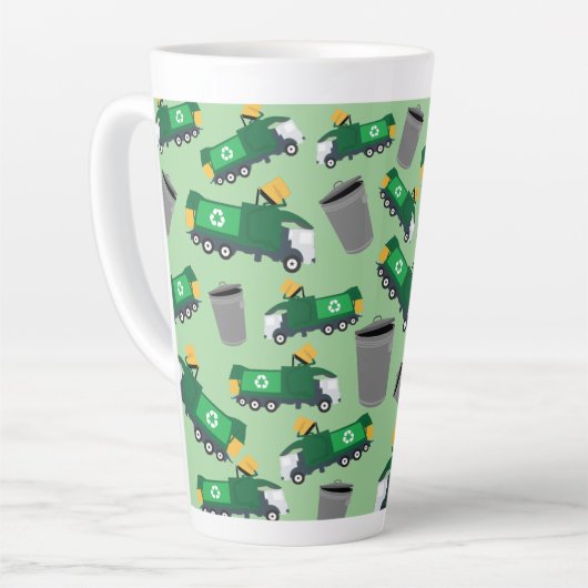 Tasse Latte Recyclage Motif de camion-poubelle (Angle gauche)
