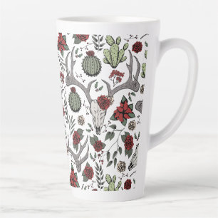 Tasse Latte Red and Green Country Cowgirl Christmas Antlers