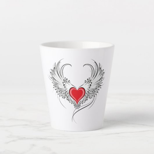 Tasse Latte Red Angel Coeur avec ailes (Devant)