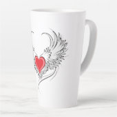 Tasse Latte Red Angel Coeur avec ailes (Angle droit)