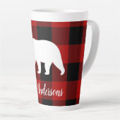 Tasse Latte Red Buffalo Plaid & Bear | Nom personnel Cadeau (Angle droit)