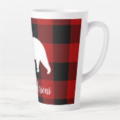 Tasse Latte Red Buffalo Plaid & Bear | Nom personnel Cadeau (Droite)