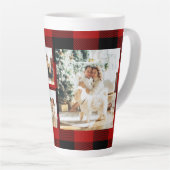 Tasse Latte Red Buffalo Plaid & Collage Photo Avec Initiale (Angle droit)