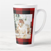 Tasse Latte Red Buffalo Plaid & Collage Photo Avec Initiale (Droite)
