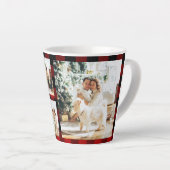 Tasse Latte Red Buffalo Plaid & Collage Photo Avec Initiale (Angle droit)