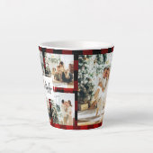 Tasse Latte Red Buffalo Plaid & Collage Photo Avec Initiale (Devant)