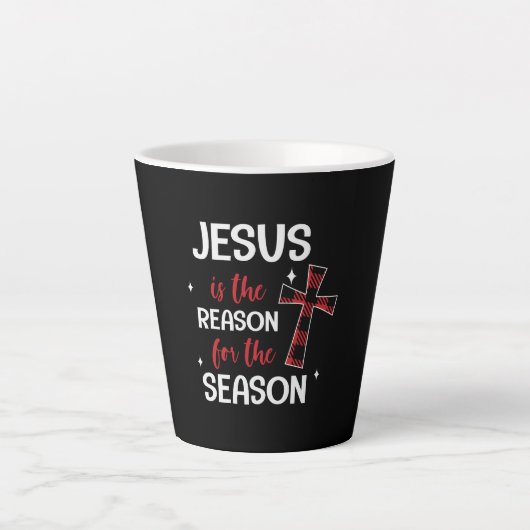 Tasse Latte Red Buffalo Plaid Cross Christmas Design (Devant)
