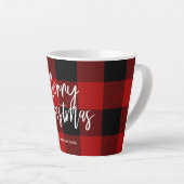Tasse Latte Red Buffalo Plaid & Joyeux Noël |Nom personnel (Angle droit)