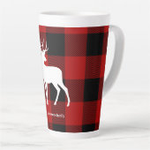 Tasse Latte Red Buffalo Plaid & White Deer | Nom personnel (Angle droit)