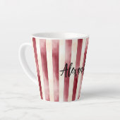 Tasse Latte Red Burgundy Cream Stripes Christmas (Angle gauche)