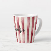 Tasse Latte Red Burgundy Cream Stripes Christmas (Angle droit)