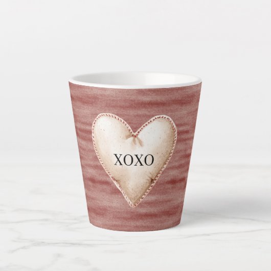 Tasse Latte Red Cherry Blush Cream Heart XOXO (Devant)