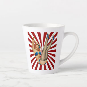Tasse Latte Red Haired Pin-up Girl Retro Sunset