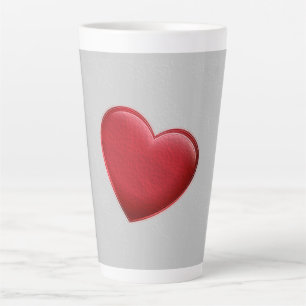 Tasse Latte Red Heart Grey Mariage d'amour tendance