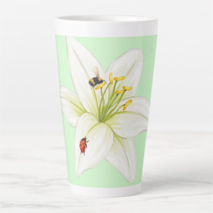 Tasse Latte Red Ladybug rose Lily Flower nom personnalisé fill