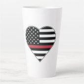 Tasse Latte Red Line Flag Heart (Devant)