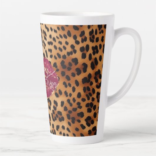 Tasse Latte Red Lips Kiss Leopard (Droite)