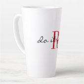 Tasse Latte Red Monogram Initial Stylish 'do it now' Large (Angle gauche)
