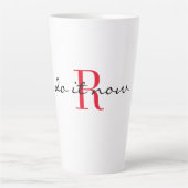 Tasse Latte Red Monogram Initial Stylish 'do it now' Large (Devant)