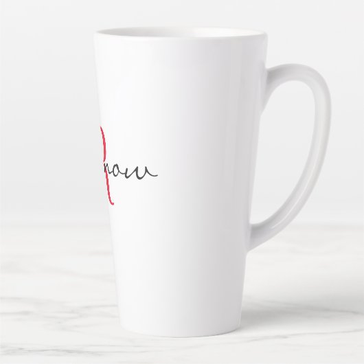 Tasse Latte Red Monogram Initial Stylish 'do it now' Large (Droite)