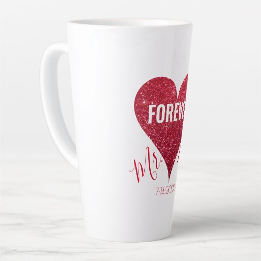 Tasse Latte Red Parties scintillant Heart Mr et Mrs Large Latt (Angle gauche)