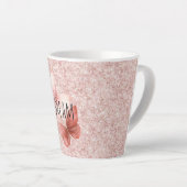 Tasse Latte Red Pink Glitter Butterflies (Angle droit)