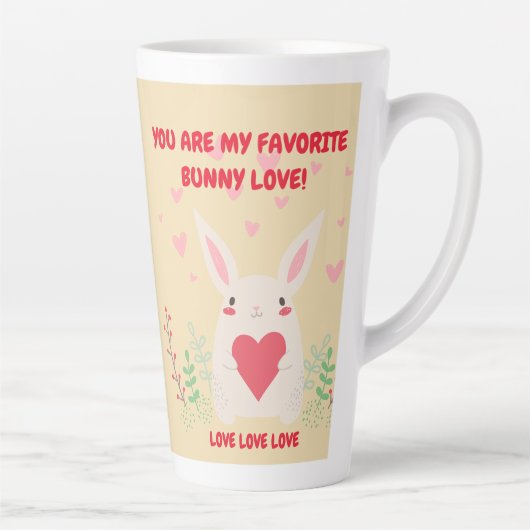 Tasse Latte Red Pink You Are My Bunny Love Valentine's (Droite)