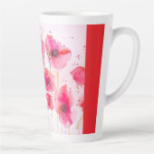 Tasse Latte Red Poppy Flower Watercolor Womans Name (Droite)