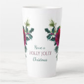 Tasse Latte Red Rose Bouquet Holly Jolly Noël (Devant)
