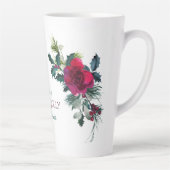 Tasse Latte Red Rose Bouquet Holly Jolly Noël (Droite)