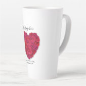 Tasse Latte Red Rose Heart Romantic Floral Custom Text (Angle droit)
