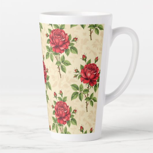 Tasse Latte Red rose vintage pattern (Droite)
