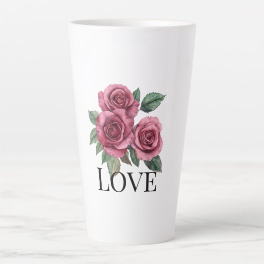 Tasse Latte Red Roses Floral Love (Devant)