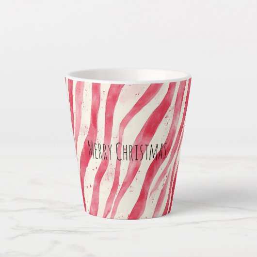 Tasse Latte Red White Candy Cane Stripes Christmas (Devant)