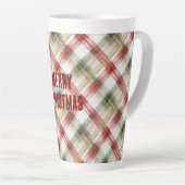 Tasse Latte Red White Green Plaid Stripes Christmas (Angle droit)