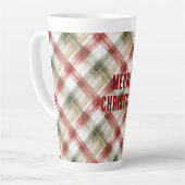 Tasse Latte Red White Green Plaid Stripes Christmas (Angle gauche)