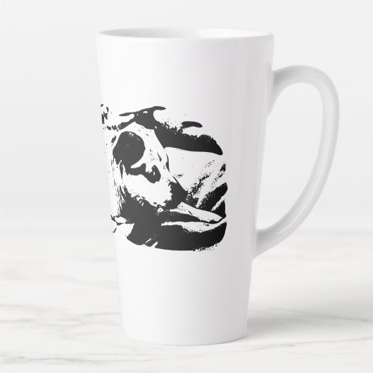 Tasse Latte Regarder Terrier douillet sur le lit d'hiver (Droite)