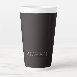 Tasse Latte Réglisse Noir Or Minimaliste Simple Moderne Nom