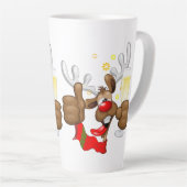 Tasse Latte Reindeer Drunk Funny Caractère de Noël (Angle droit)