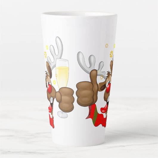 Tasse Latte Reindeer Drunk Funny Caractère de Noël (Devant)