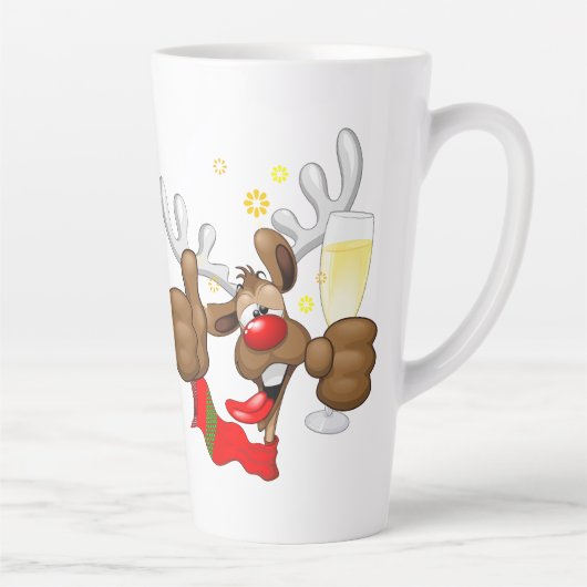 Tasse Latte Reindeer Drunk Funny Caractère de Noël (Droite)