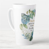 Tasse Latte Remerciement de douche de mariée Hydrangeas bleues (Angle gauche)