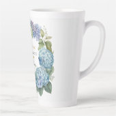 Tasse Latte Remerciement de douche de mariée Hydrangeas bleues (Droite)