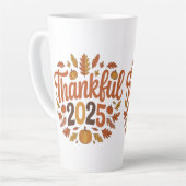 Tasse Latte Remerciements 2025 Citrouille d'automne Thanksgivi (Angle gauche)