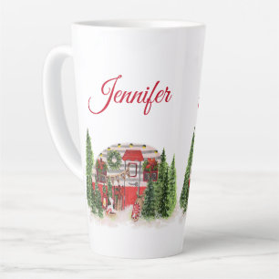 Tasse Latte Remorque de Noël Camper Scène rustique